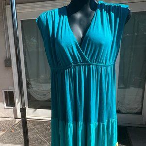 New York & Company Ruffled Teal Dress - Size Large